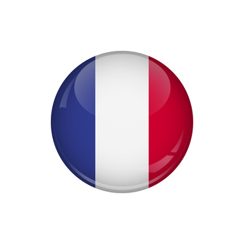 Flag of France. A round button with a glare. Round Flag emblem.
